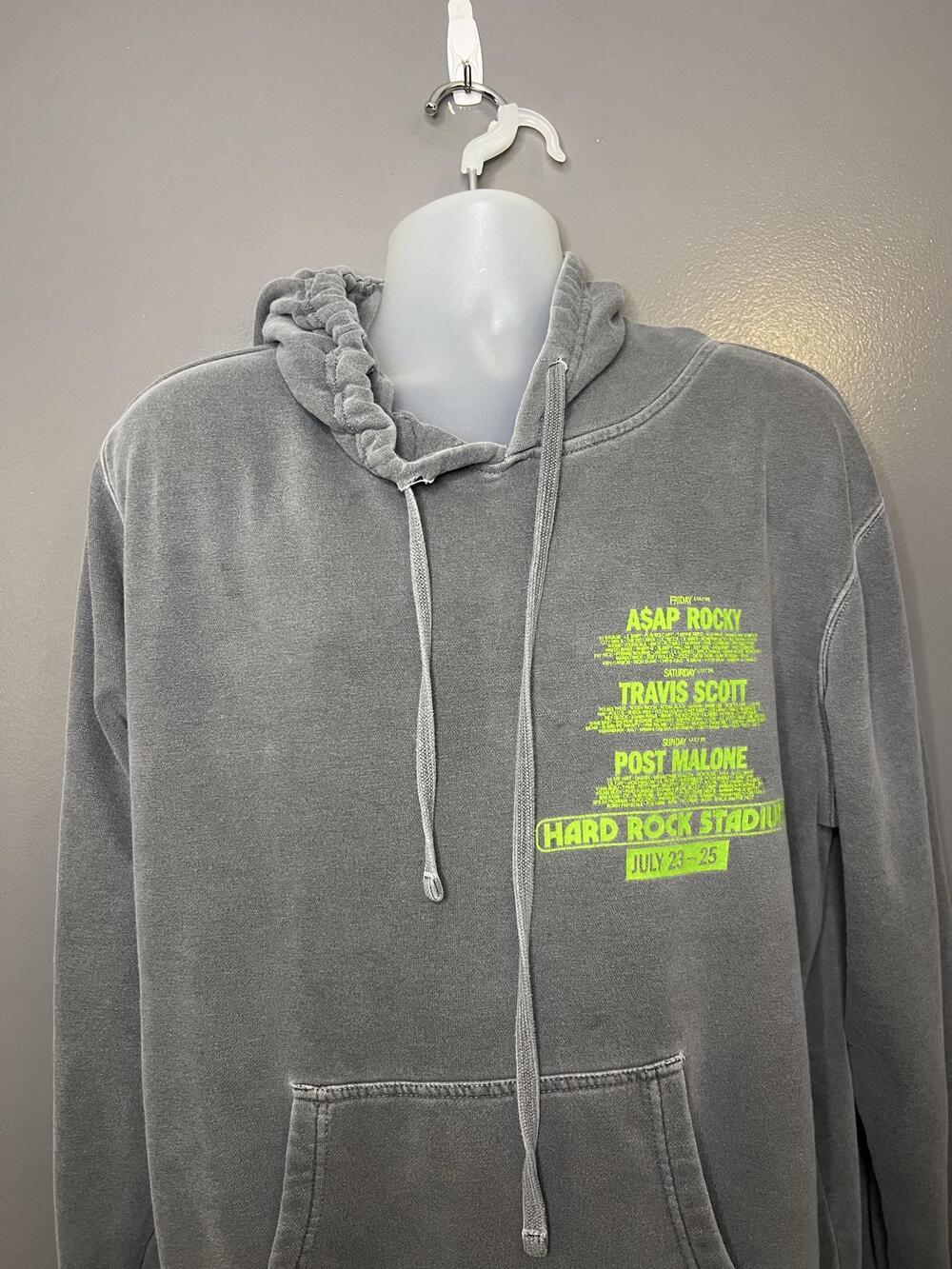Rolling Loud Miami Hoodie Mens Large Gray 2021 Graphic Pullover Sweatshirt
